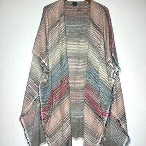 Cejon Knit Multicolor Open-Front Poncho Cardigan